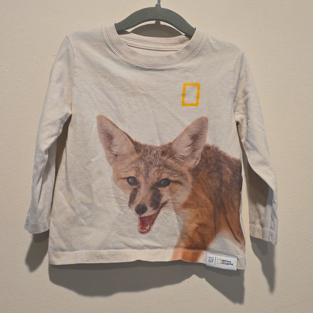 GAP National Geographic Photo Ark Kit Fox Long Sleeve Shirt Size 3 T